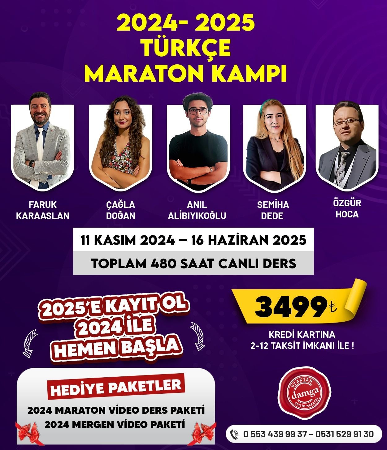 Promotional poster for 2024-2025 Turkish Marathon Camp featuring instructor photos and details.